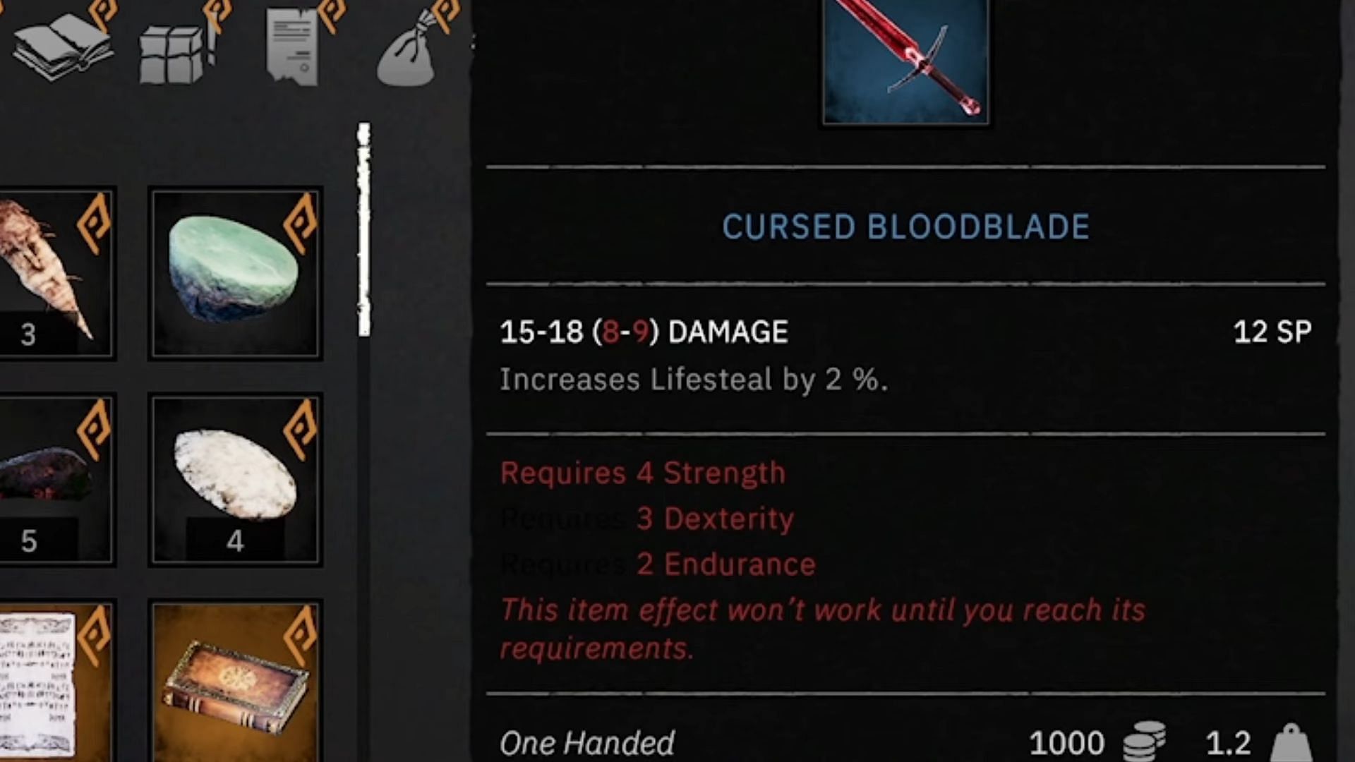 The Cursed Bloodblade in Tainted Grail: The Fall of Avalon (Image via Awaken Realms || YouTube/@WildBlood Xp)